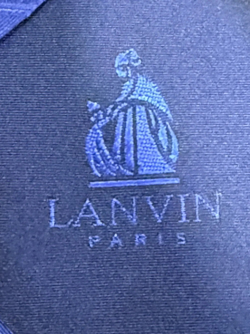 Lanvin Silk Necktie Navy Tone-on-Tone Jacquard Basketweave Geometric 3.75